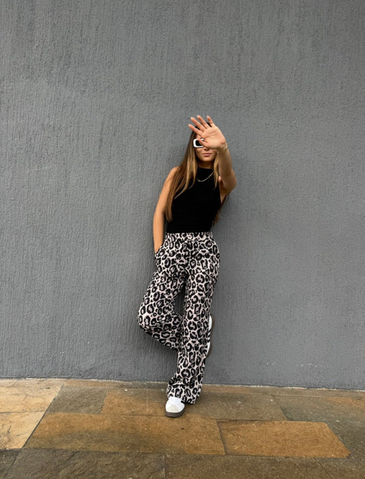 Pantalon Leopardo Gris