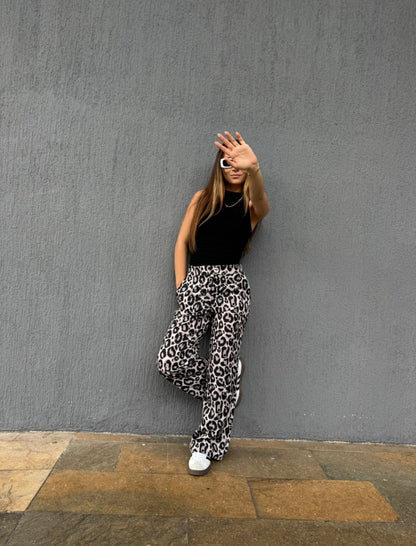 Pantalon Leopardo Gris