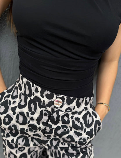Pantalon Leopardo Gris